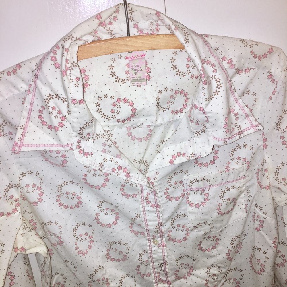 Free People Vintage Floral Cowboy Style Blouse